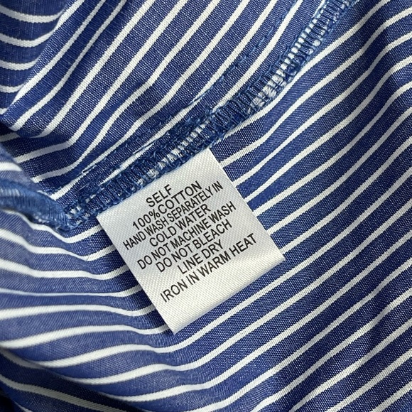 Forever 21 Stolen Hearts Blue Pin Stripe Off Shoulder Top NWT SMALL - Picture 7 of 9